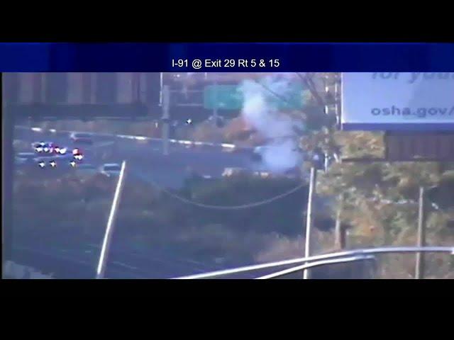 DOT CAM: Vehicle fire on Route 15 in Hartford