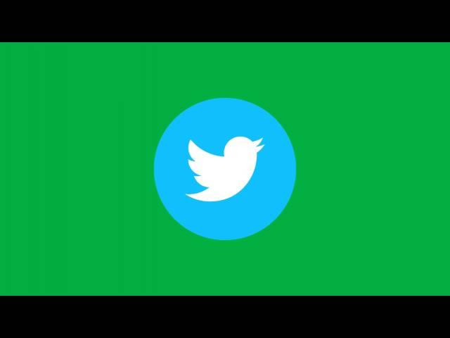 twitter logo blue animation chroma key green screen