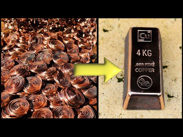 Scrap Yard Bullion Bar - Pure Copper Swarf  - ASMR Metal Melting - Trash To Treasure - BigStackD