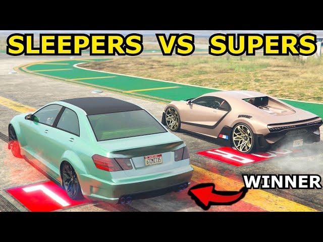 30 People DRAG Racing Sleeper Cars VS Super Cars | GTA ONLINE