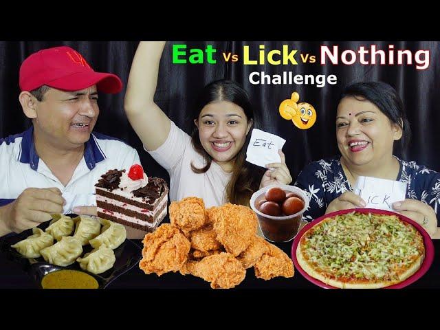 EAT VS LICK VS NOTHING CHALLENGE @BudaBudiVlogs