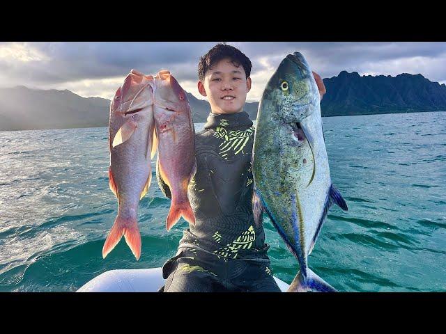 Hawaii Spearfishing For Big Trevally And BIG Goats! | Moana Kali Catch And Cook