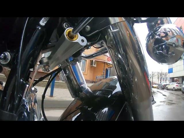 Испытание рулевого демпфера на Харлее софтейл, воблинг, OHLINS DAMPER Harley-Davidson Softail wobble