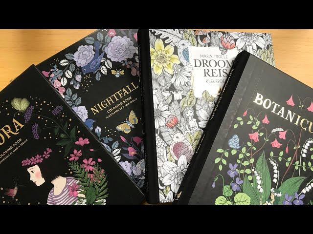 Completed pages in my Maria Trolle colouring books | ADULT COLOURING