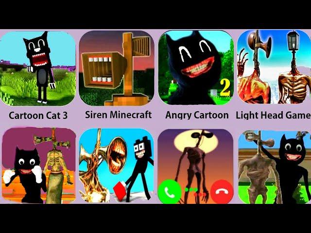 Siren Head,Cartoon Cat 3,Siren Head Game vs Light Head,Siren Head Game,Head Minecraft