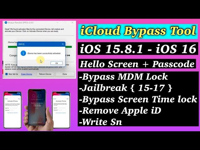 FREE iCloud Bypass Tool 2024 iOS 15.8.1 UP TO iOS 16 | iPhone 6S Untethered Bypass iCloud on Win10 |