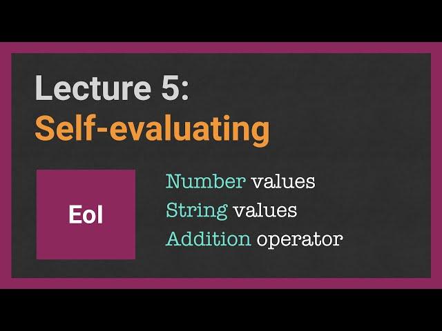 Essentials of Interpretation. Lecture [5/18] Self-evaluating expressions