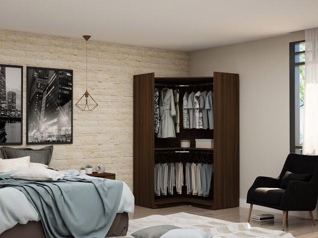 Manhattan Comfort Mulberry Open Corner Closet