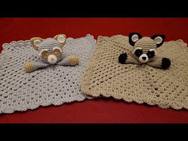 Crochet Raccoon Baby Security Blanket. Part 1