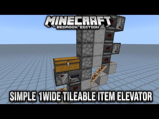 Simple 1-Wide Tileable Silent Item Elevator Minecraft Bedrock Tutorial 1.17