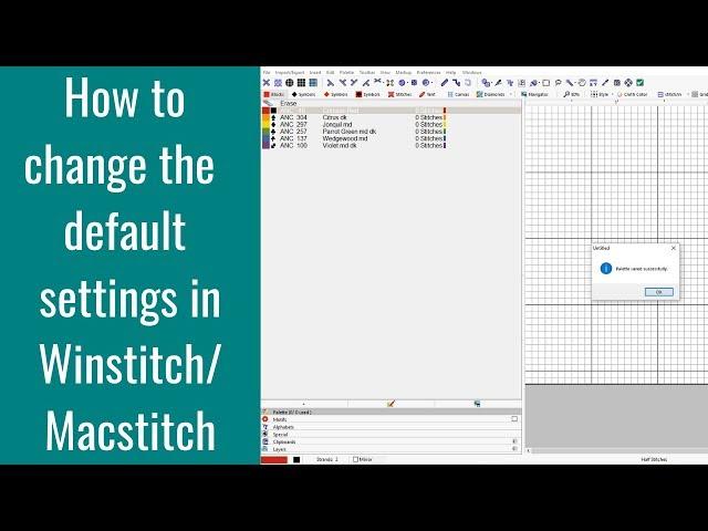 How to change default setting in winstitch/macstitch