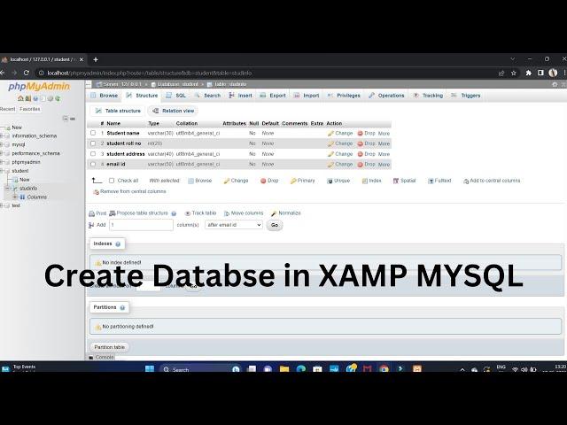 Create Database Using XAMPP Server/MYSQL |Updated 2023|