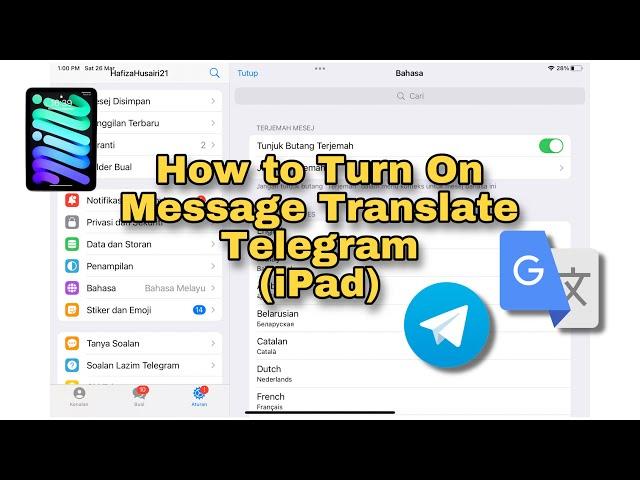 Cara Turn On Message Translate Telegram di iPad (eng)