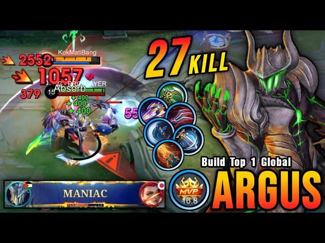 27 Kills + MANIAC!! Argus Maximum Damage Build!! - Build Top 1 Global Argus ~ MLBB