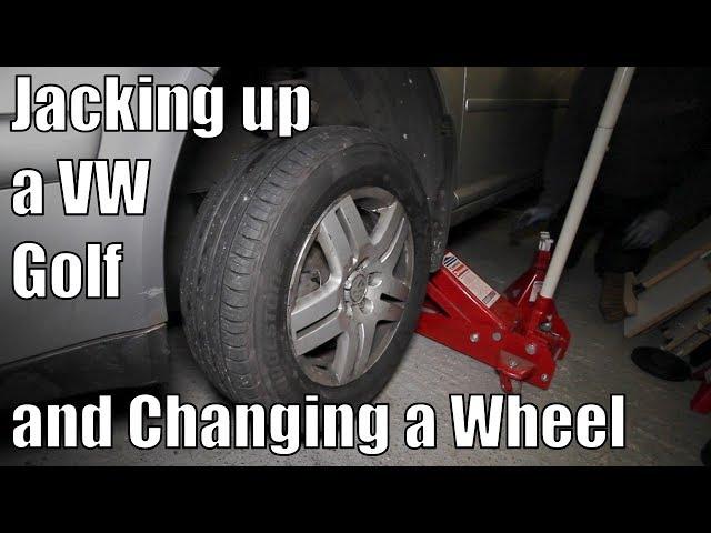 How to jack up a VW Golf Mk4 and change a wheel - Where to jack up and support a VW Golf / Jetta