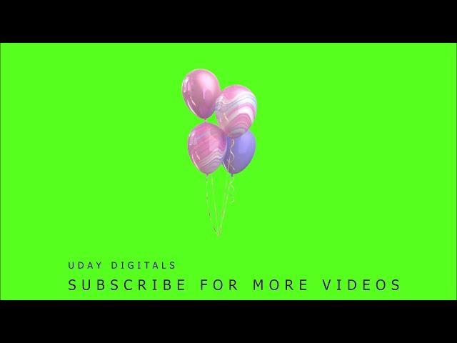 Balloons green screen, green screen balloons flying, birthday balloons, balloons green background 4K