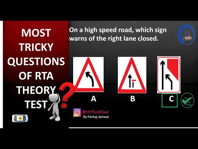 RTA THEORY TEST DUBAI MOST TRICKY QUESTIONS