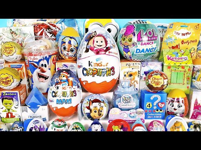 50 СЮРПРИЗОВ! МЕГА ВЫПУСК! Маша и Медведь, MARVEL, Три кота, куклы LOL Kinder Surprise Eggs unboxing