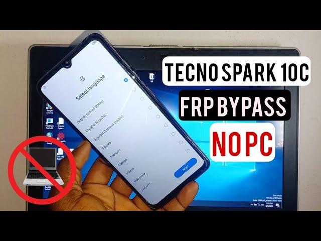 Tecno Spark 10c FRP BYPASS Android 12 & 13 | Tecno Kl5k Google Account Remove Without Pc |