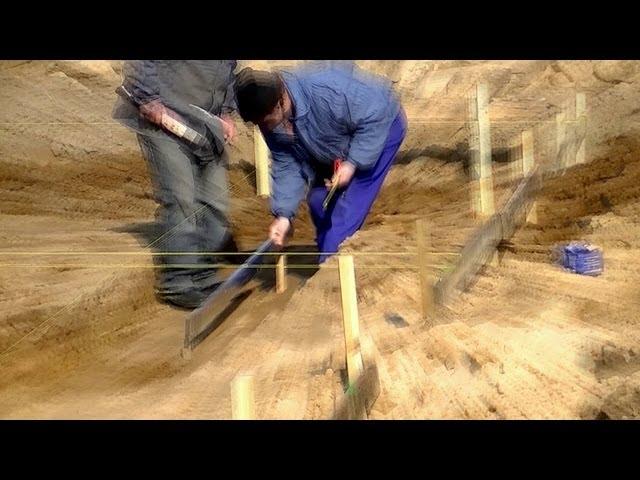 Building industry. Construction of a family house. Part 1. Full HD! Ground works. Surveyor
