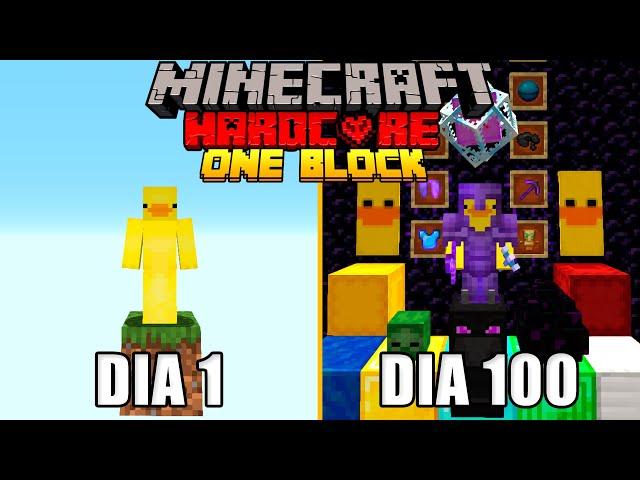 SOBREVIVÍ 100 DÍAS en MINECRAFT HARDCORE empezando en UN SOLO BLOQUE *Jugué 22hs*