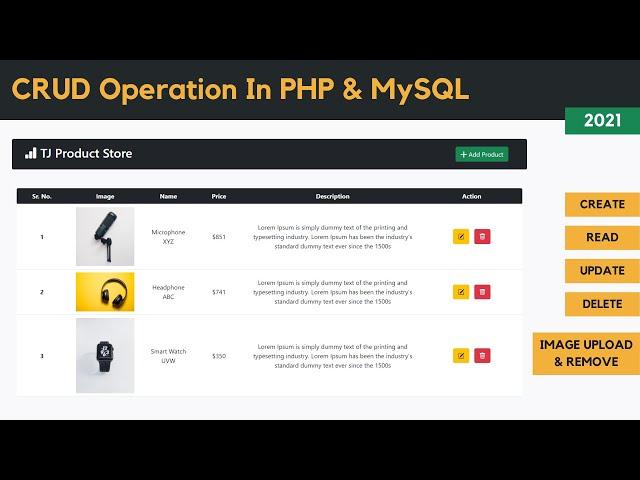 Crud Operation In PHP and MySQL (2021) | Product Store in PHP