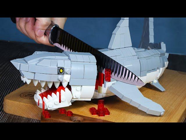 Hunting SHARK for SASHIMI | Fish Cutting Skills | Lego Cooking Food ASMR