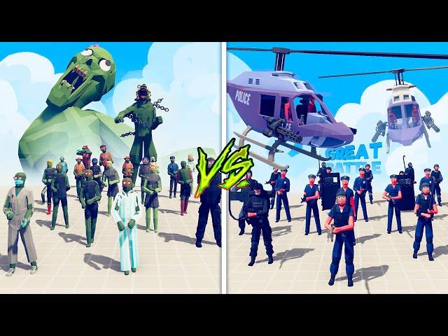 POLICE TEAM vs ZOMBIE TEAM - Totally Accurate Battle Simulator TABS