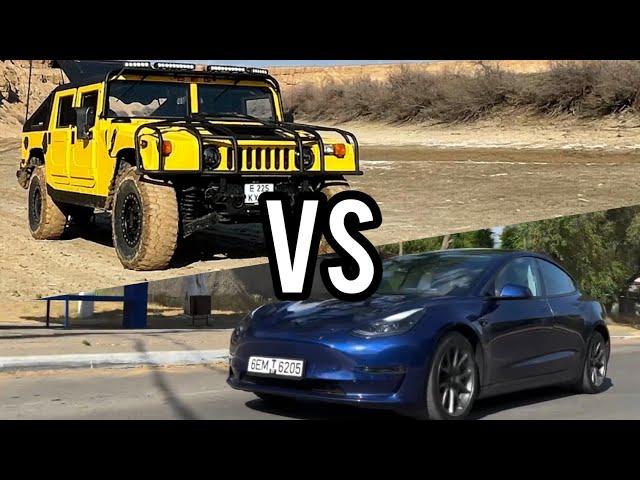 Hummer H1 vs Tesla model 3 кто быстрее?