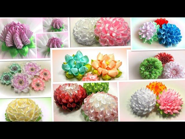 50 моих цветов из атласных лент, ссылки на работы канзаши Лерита  50 diy satin ribbon flower