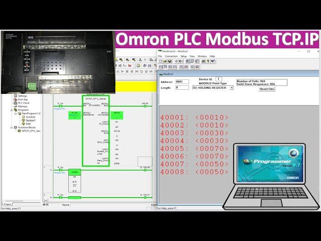 PLC Omron Modbus TCP.IP simulation with ModScan