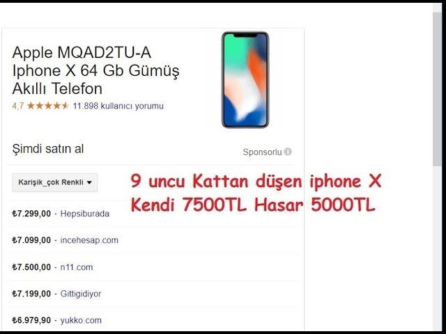 9 uncu kattan düşen iphone x hasar tespiti