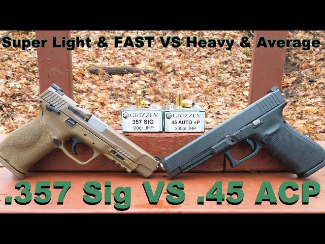 Super Light & FAST VS Heavy & Average .357 Sig VS .45 ACP+P - Grizzly Ammunition