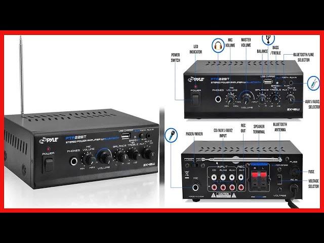 Pyle Bluetooth Mini Blue Series Home Audio Amplifier - Compact Desktop Home Theater-Stereo Amplifier