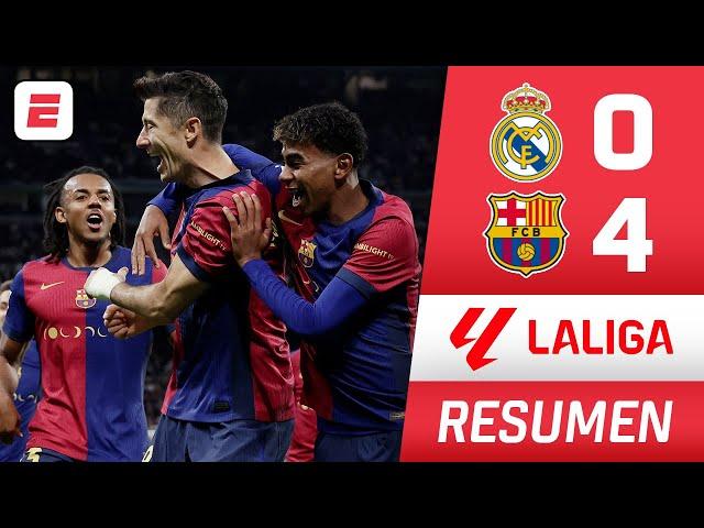 Barcelona HUMILLÓ al Real Madrid. GOLEADA 4-0 con GOLES de Lewandowski, Raphinha y Yamal | La Liga