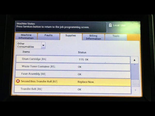 Resetting XEROX WorkCentre 7120 error R6/R7/R8 counter