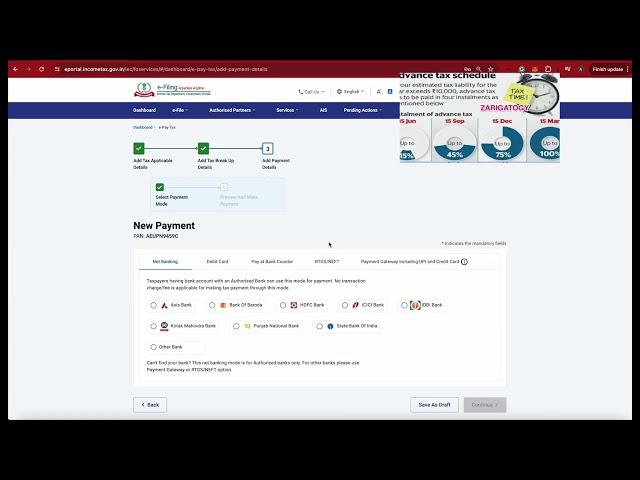 how to pay advance tax online