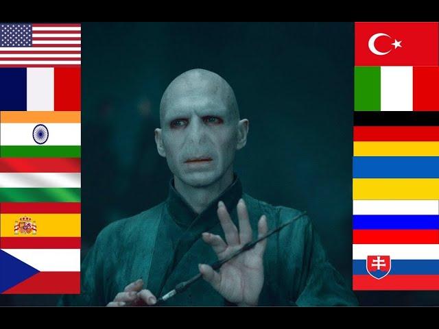 Voldemort kills Harry Potter with the Avada Kedavra spell in different languages.