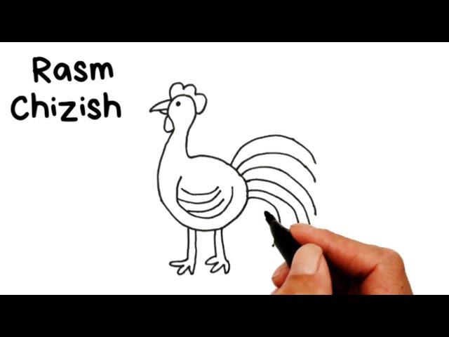 Rasm chizish |Xoroz rasmini oson chizish|Как нарисовать Петух.