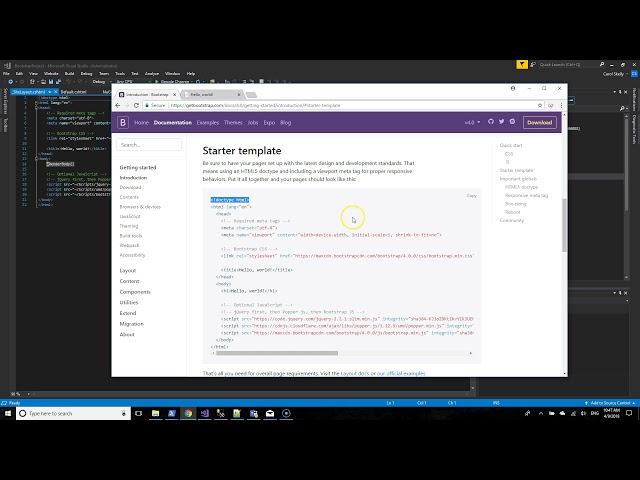 Bootstrap 4: Getting Started Visual Studio 2017 Install