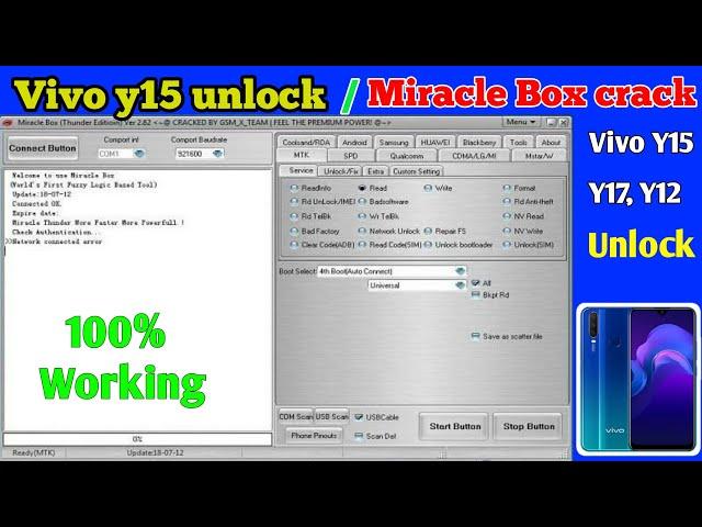 Vivo y15 unlock/miracle Box crack 2.82/ y12, y15, y17, y19 screen lock remove/By Thanks Mobile