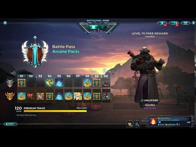 Paladins 3.5 Arcane Pacts Battlepass 14 All Items, All Levels, Free and Paid Path