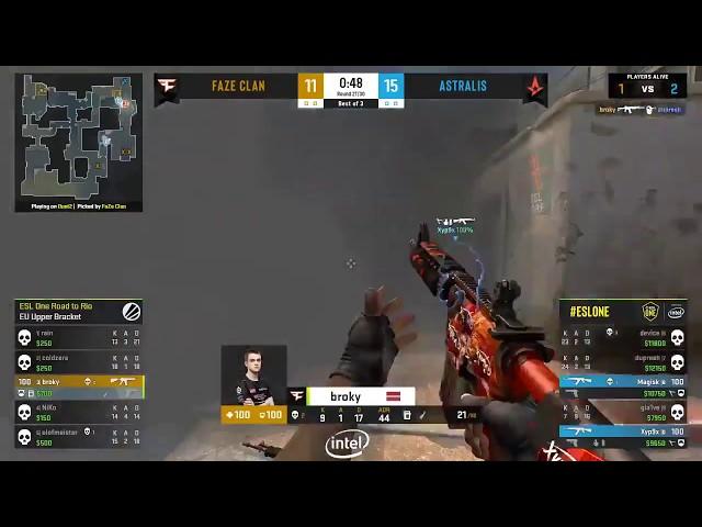 BROKY 1V4 DO OR DIE INSANE CLUTCH AGAINST ASTRALIS |  DUST2 | FAZE CLAN VS ASTRALIS | ESL RTR 2020