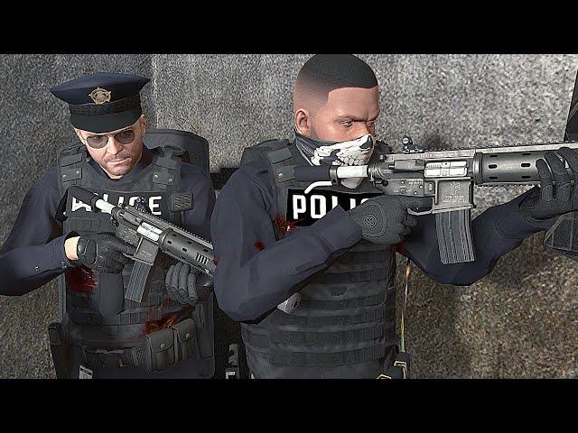 GTA 5 - BAD CopMichael and Franklin Robbing FIB with Police!(Epic Police and FIB Shootout)