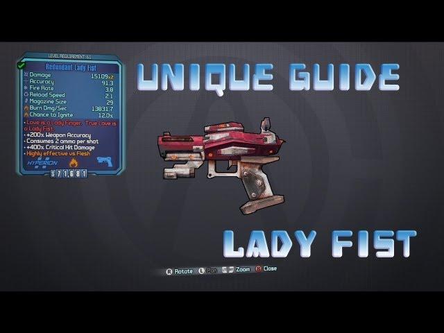 Borderlands 2 Unique Weapon Guide- Lady Fist