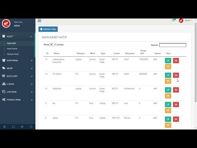 Aplikasi Data Asset Berbasis Web
