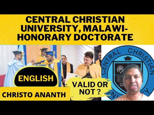 Christo Ananth - Central Christian University Malawi - Honorary PhD - Genuine Review - English