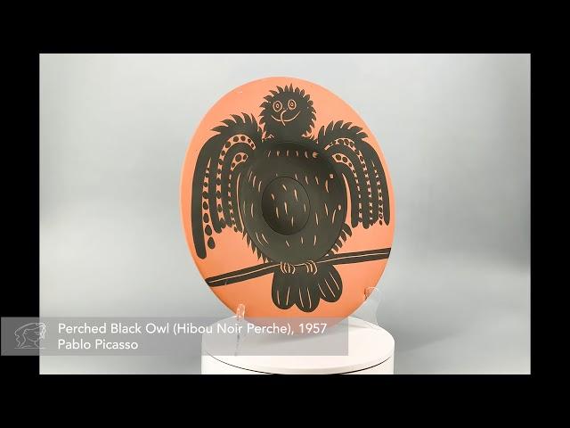 Pablo Picasso Madoura Ceramic Plate “Perched Black Owl (Hibou Noir Perche), 1957” For Sale