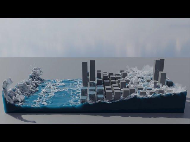 Tsunami Fluid Sim | BLENDER ANIMATION