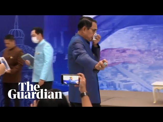 Thai PM sprays disinfectant on journalists at press conference